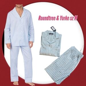 NWT Roundtree & Yorke Blue Striped  Pajama Set